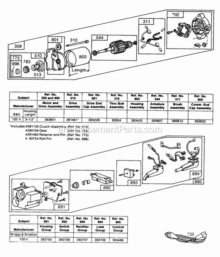 Electric Starter And Starter Diagram and Parts List for 170402-1730-99  Briggs and Stratton Engine